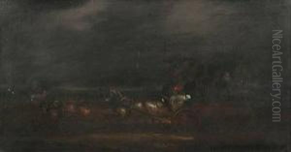 Stage Coach At Night Oil Painting by Charles Cooper Henderson