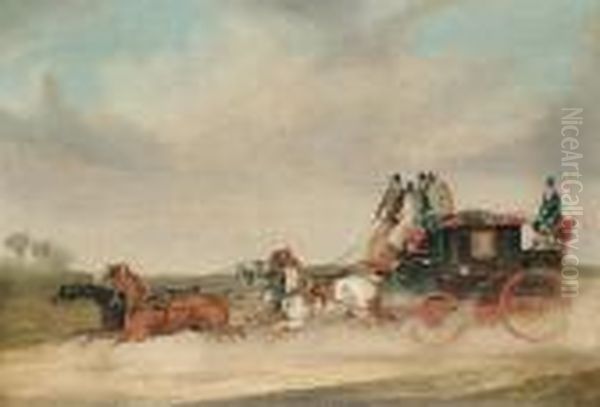 A Mail Coach And Four Oil Painting by Charles Cooper Henderson