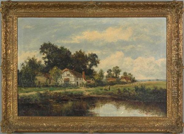 Pastoral Landscape With Houses Oil Painting by James Henderson