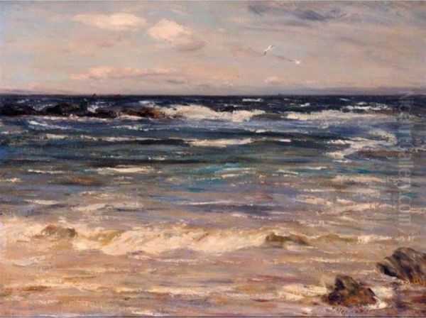 Breaking Waves; A Storm Off Shore Oil Painting by John Henderson