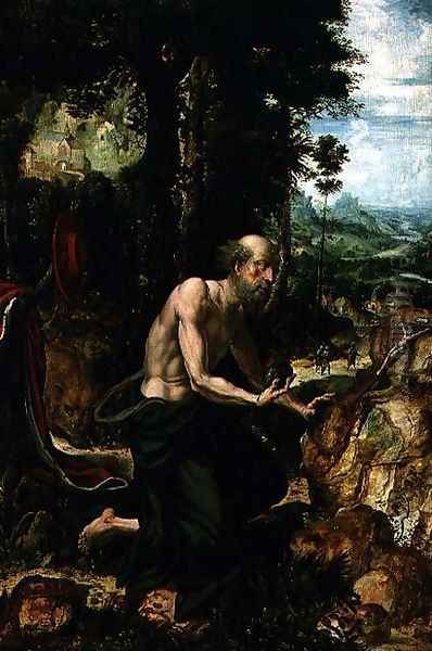 St. Jerome in the Wilderness Oil Painting by Pieter Coecke Van Aelst