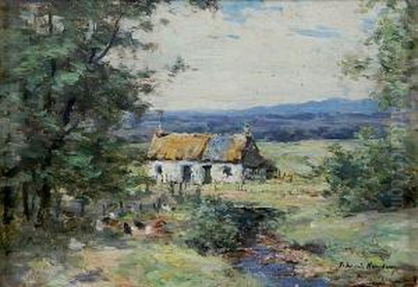 Poultry By A Cottage Oil Painting by Joseph Henderson