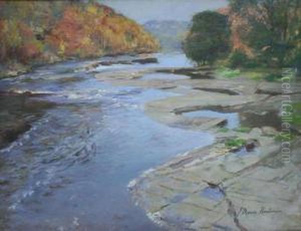 River Landscape Oil Painting by Joseph Henderson