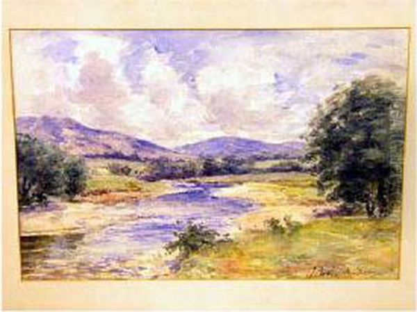 Scottish Landscape With River Oil Painting by Joseph Henderson