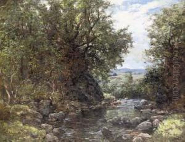 A Shaded Pool Oil Painting by Joseph Henderson