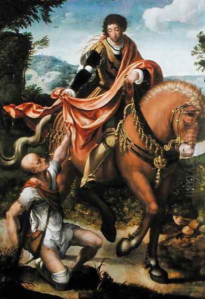 Saint Martin dividing his Cloak Oil Painting by Pieter Coecke Van Aelst