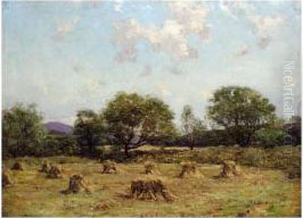 Corn Stooks Oil Painting by Joseph Henderson