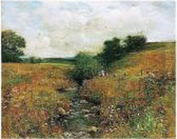 Gathering Wild Flowers Oil Painting by Joseph Henderson