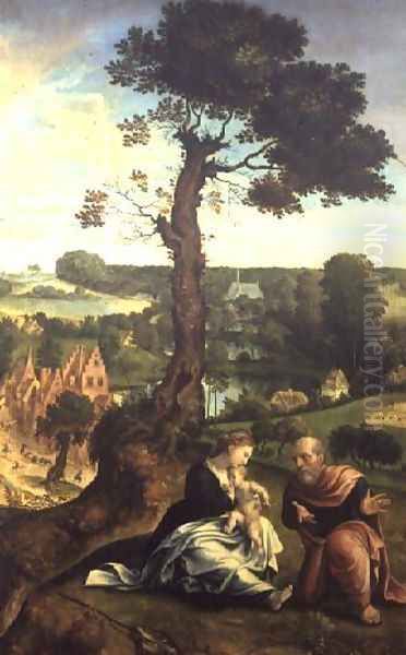 The Rest on the Flight into Egypt, c.1534-40 Oil Painting by Pieter Coecke Van Aelst