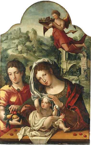 The Virgin and Child with Saint John Oil Painting by Pieter Coecke Van Aelst