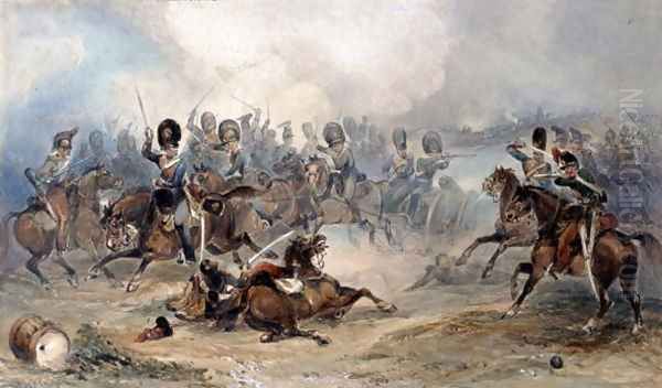 Captain Norman Ramsay, Royal Horse Artillery, Galloping his Troop Through the French Army to Safety at the Battle of Fuentes d'Onoro, 1811 Oil Painting by George Bryant Campion