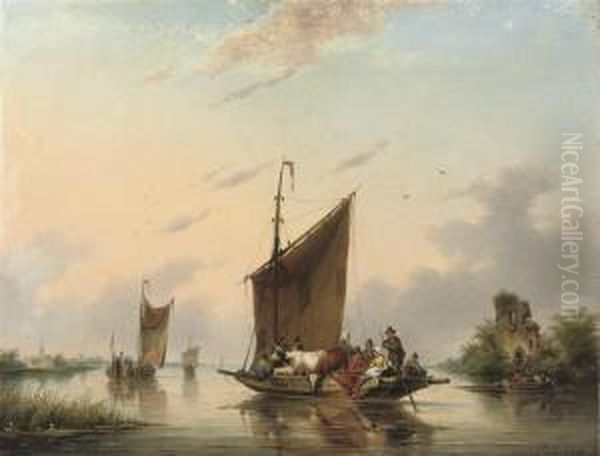 The Ferry Crossing Oil Painting by Gerardus Hendriks