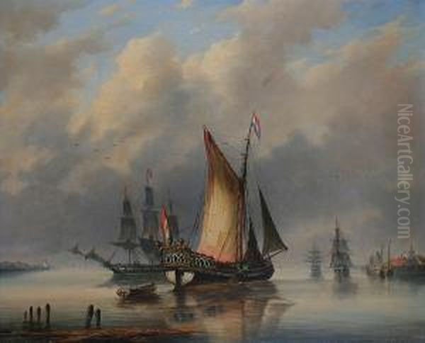 Dutch Shipping In A Calm by Gerardus Hendriks