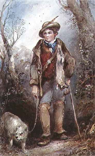 Boy with Rabbits Oil Painting by George Bryant Campion