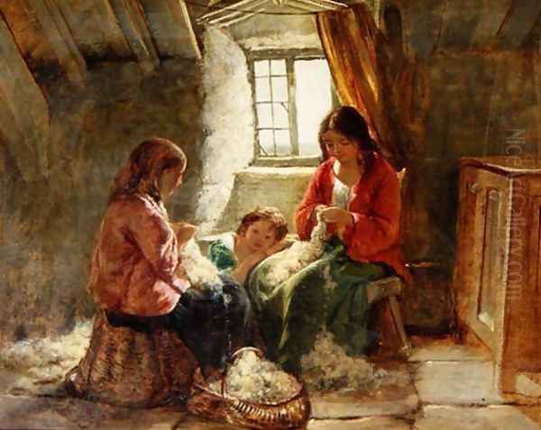 A Welsh Interior, 1856 Oil Painting by Edward John Cobbett