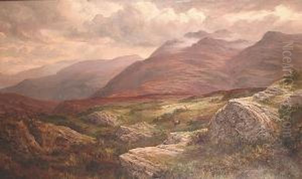 O``er Mountain And Moor, North Wales Oil Painting by Henry W. Henley