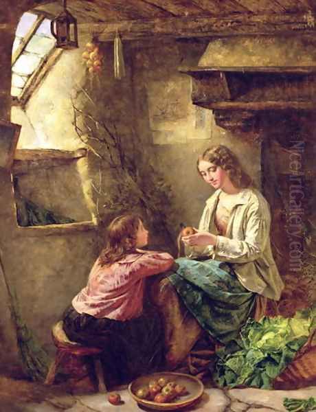 Peeling Apples Oil Painting by Edward John Cobbett