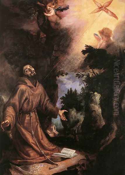 St. Francis receiving the Stigmata, 1596 Oil Painting by Lodovico Cardi Cigoli