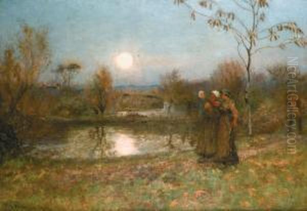 Twixt Day And Night Oil Painting by William John Hennessy