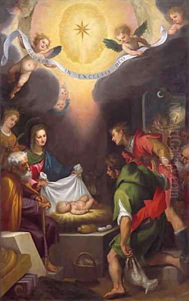 The Adoration of the Shepherds with Saint Catherine of Alexandria 1599 Oil Painting by Lodovico Cardi Cigoli