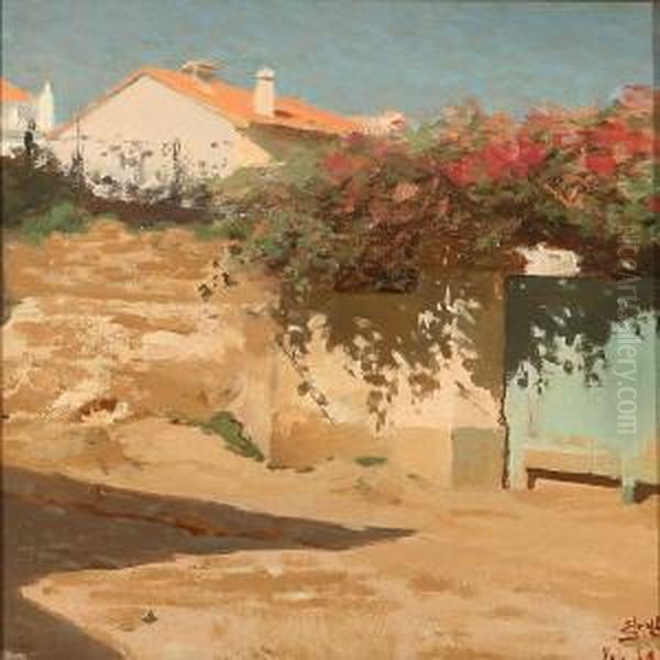 Street Scene Fromsouthern Europe Oil Painting by Erik Henningsen