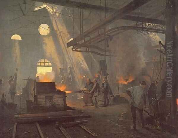 A Forge Oil Painting by Fernand-Anne Piestre Cormon