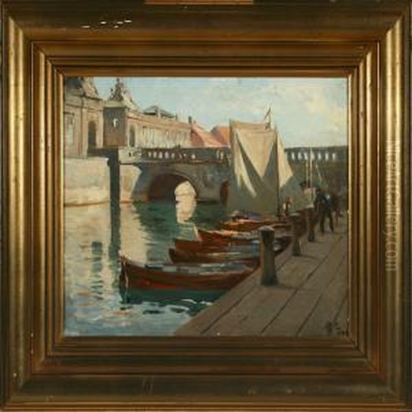 Baadeudlejning Ved Marmorbroen Oil Painting by Erik Henningsen