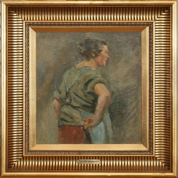 A Washerwoman Oil Painting by Erik Henningsen