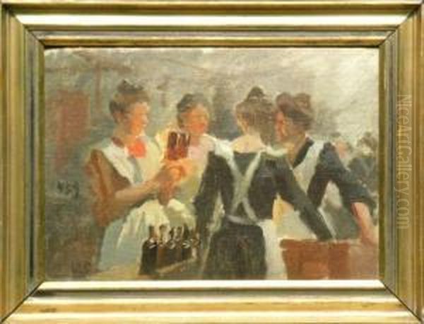 Four Maids Oil Painting by Erik Henningsen