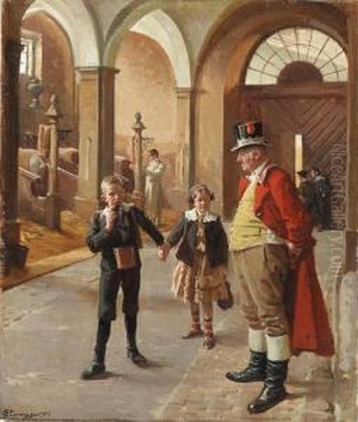 In The Stable Oil Painting by Erik Henningsen