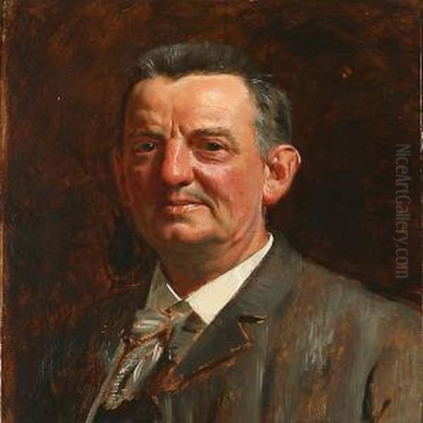 Portrait Of Taxinspector William Raun Oil Painting by Frants Peter Didrik Henningsen