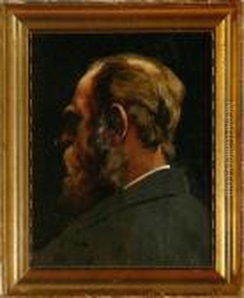 Study Of An Elderly Gentleman. Signed Monogram 79 Oil Painting by Frants Peter Didrik Henningsen