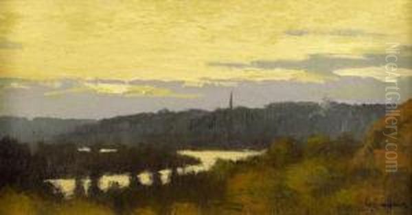 La Seine Aux Environs De Rouen Oil Painting by Narcisse Henocque