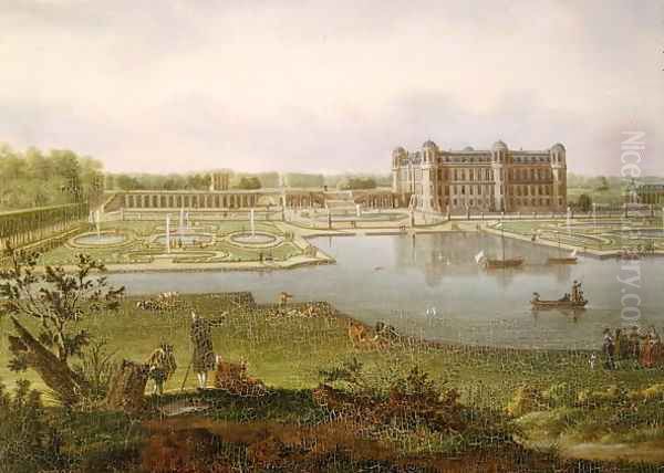 Chantilly in 1781, View from Vertugadin (detail) Oil Painting by Hendrik Frans de Cort