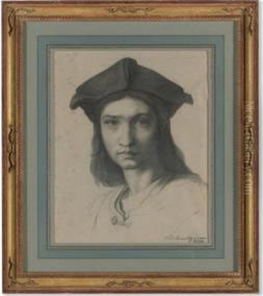 Portrait Of A Young Man, Said To Be Baccio Bandinelli After Andrea Del Sarto Oil Painting by Edward Lamson Henry