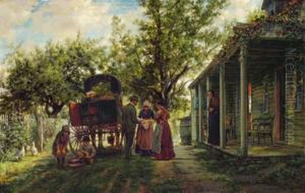 ''the Itinerant Peddler Displaying His Wares'' Oil Painting by Edward Lamson Henry