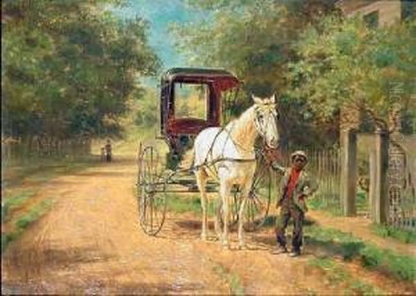 The Coach Awaits Oil Painting by Edward Lamson Henry