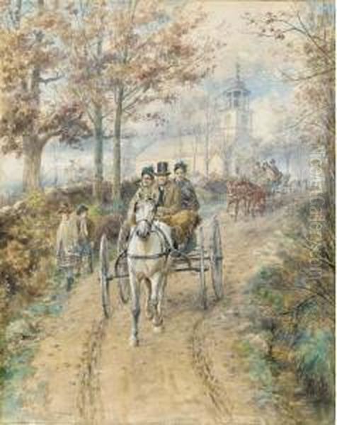 A Carriage Ride Oil Painting by Edward Lamson Henry