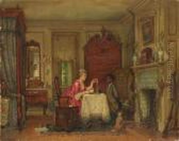 Drafting The Letter Oil Painting by Edward Lamson Henry