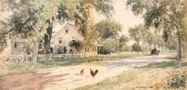 Chickens On A Country Street Oil Painting by Edward Lamson Henry