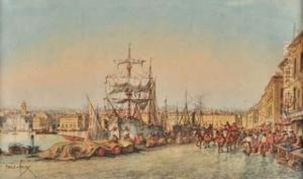 Le Quai De Rive Neuve Oil Painting by Emile Henry