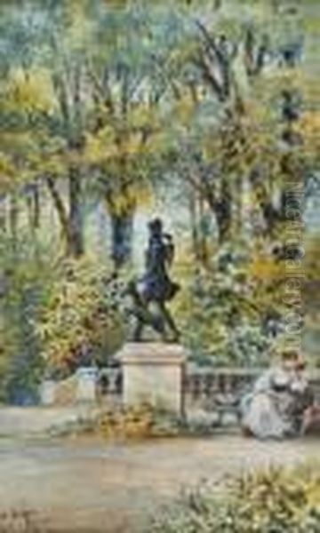 La Lecture Dans Le Parc Oil Painting by Emile Henry