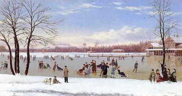 Skating in the Bois de Boulogne Oil Painting by Conrad Wise Chapman