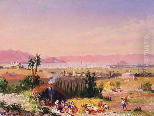 A View of Mexico City with an Encampment, 1878 Oil Painting by Conrad Wise Chapman