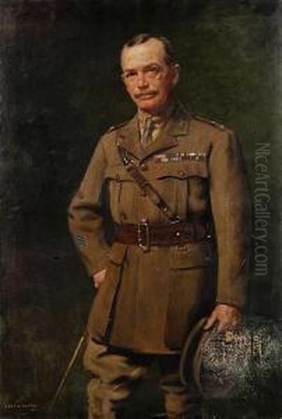 Three Quarter Length Portrait Of A Gentlemanin Uniform Oil Painting by George Henry