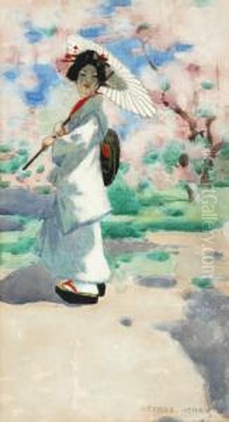 Cherry Blossom Oil Painting by George Henry