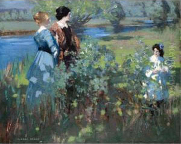 An Afternoon By The Riverbank Oil Painting by George Henry