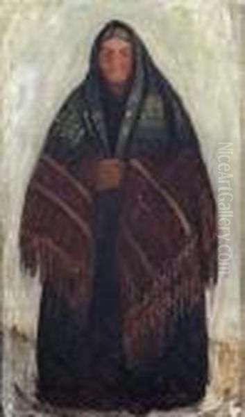 Old Woman Of Achill Oil Painting by Grace Henry