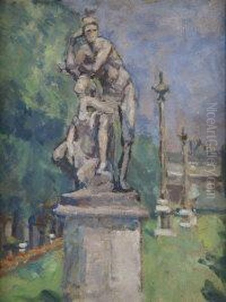 Statue In French Garden Oil Painting by Grace Henry