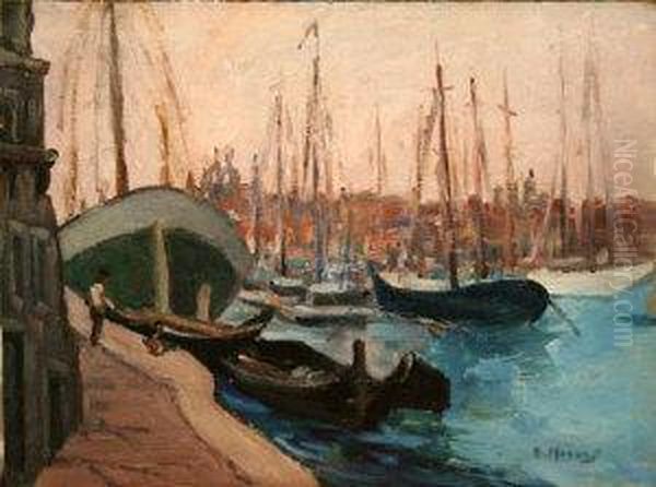 Harbour Scene - Chioggia Oil Painting by Grace Henry